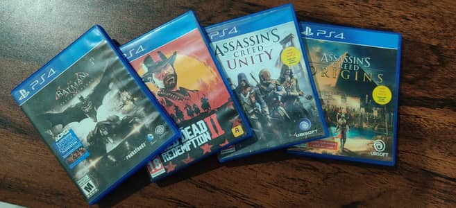 PS4 Game bundle: RDR2, AC Origins, Batman, AC Unity (excellent Discs)