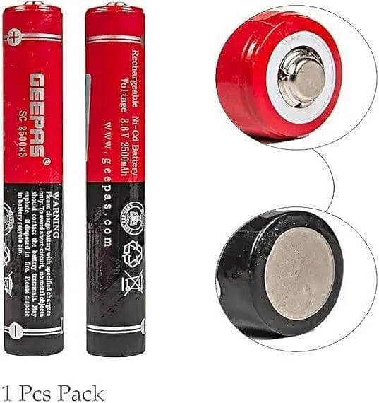 3.6V 2500mAh 3SC NiCd Rechargeable Battery with Button Top – For Torch Light