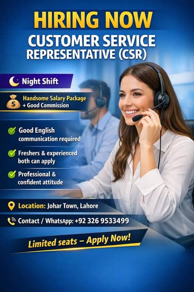 Customer sale representative CSR  Required Urgently! limited time