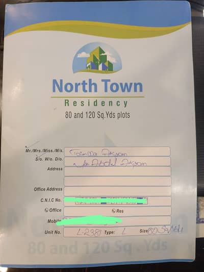 Sasta plot 80 Sqyd west open North town residency phase 1 Gold Block