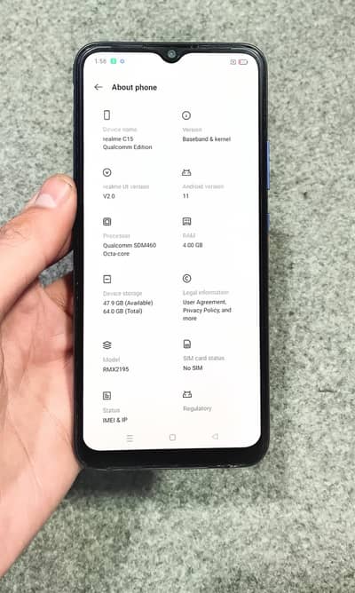 realme C15 8/64 GB official PTA Approved