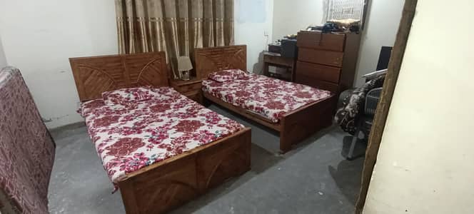 Wooden single bed set with mattress