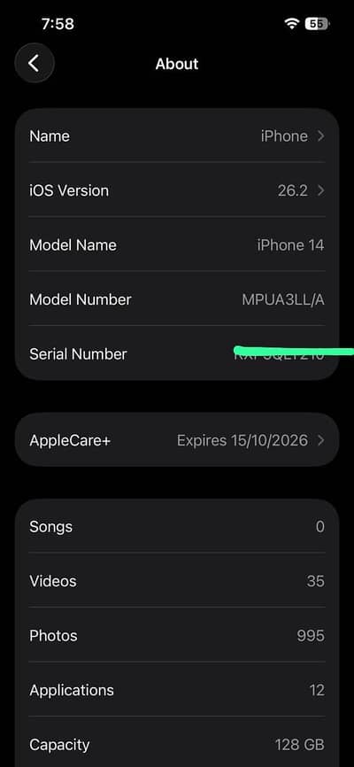 Iphone 14 NON PTA 128 FU