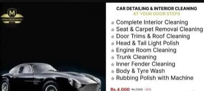 we Provide"Car Ceremic Coating Service with Interior Cleaning doorstep