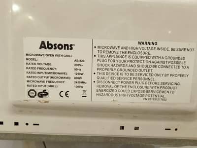 microwave own Absons model AB-823 ok