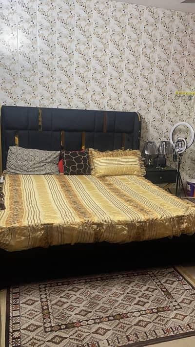 king size bed with 2 side tables 60k without mattress or with mattress