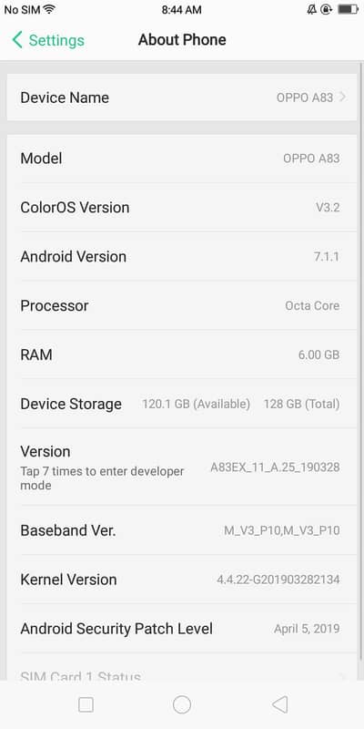 oppo a83 6.128 memory non pta