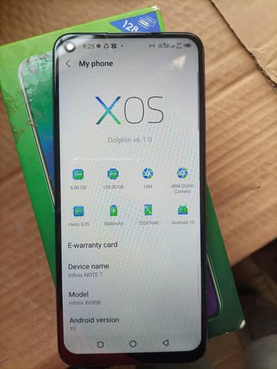 infinix note 7 6/128 with box only no charjer panal chang