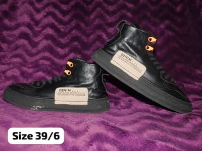 DENIM Black High-Top Sneakers 