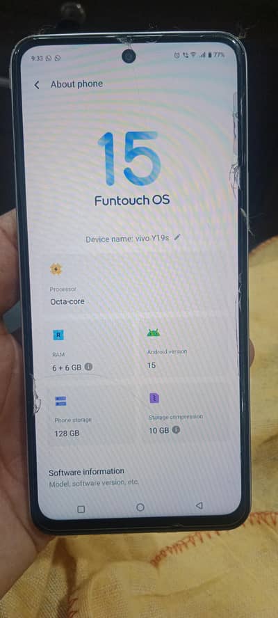 mobile vivo Y19s 6+6 128. for sale