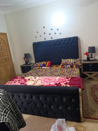 bed side table two matching chair dressing table with curtains lamp