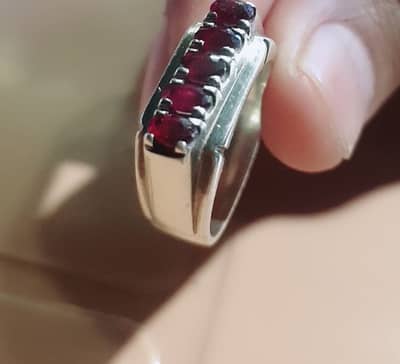 silver ring with african natural Ruby