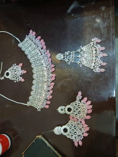 bridal jewelry/ waleema jewelry set/silver bridal set