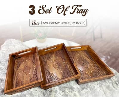 handmade wooden tray set