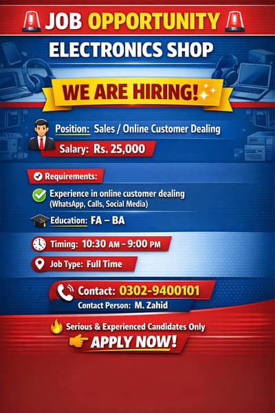 Need a person who deal online customer on electronics shop