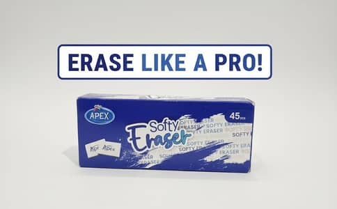 Apex Softy Eraser / Smooth Dust Free 45 Pieces Box All Stationery Item