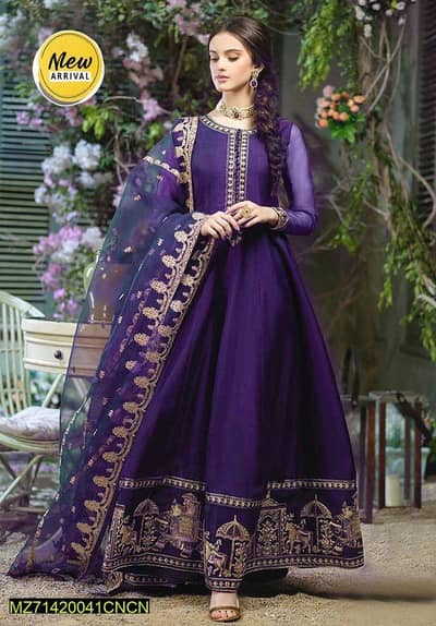 3pcs women's stitched chiffon embrioded Maxi