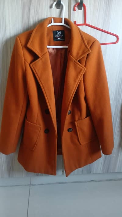 Womens Long Coat - Cougar Rust colour size S