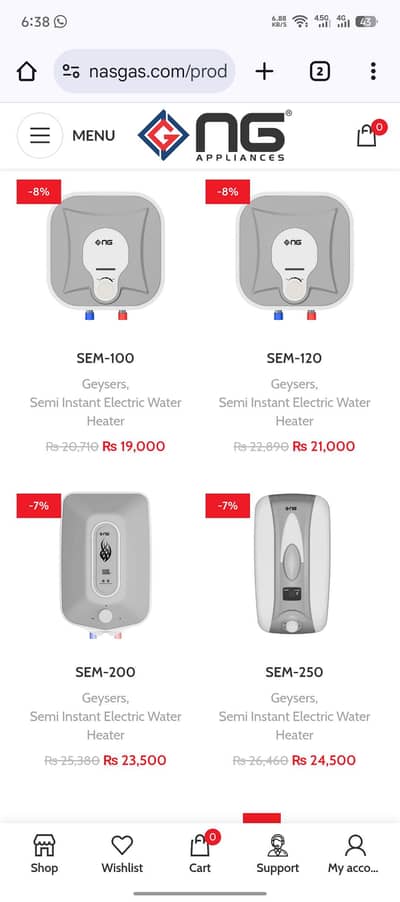 nasgas electric geaser 12litre