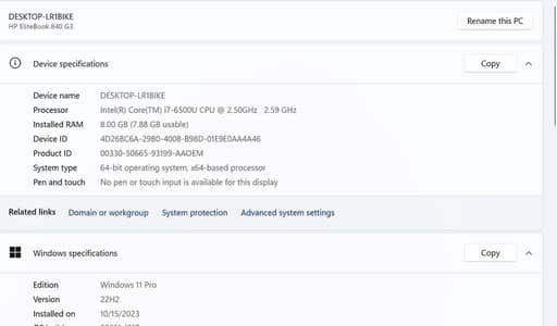 HP EliteBook 840 G3 i7 6th Generation