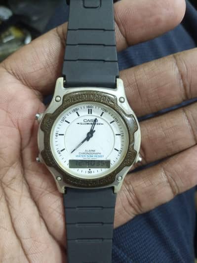Vintage Casio watch dual time Ana and digital