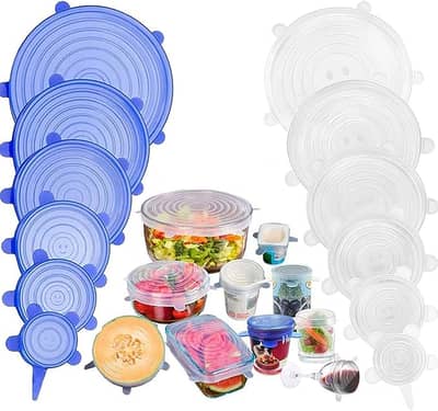 12 Pack Silicone Stretch Lids Reusable Food Storage Covers, 6 Sizes