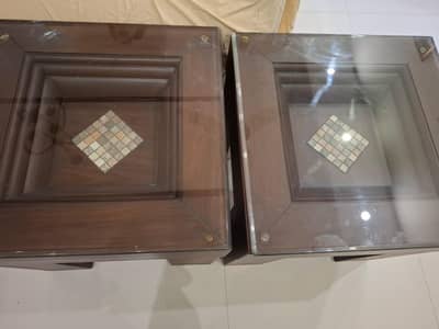 Glass Top Wooden Side Tables