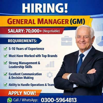 GM (Experienced – Brand Background Required)