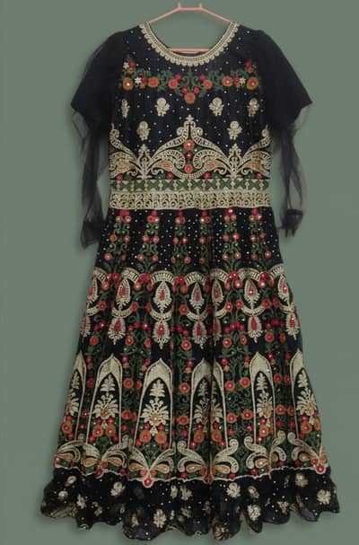 Midnight Blossom Black Multi Shaded Embroideried Maxi