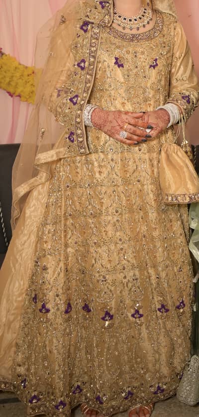 Heavy Embroidered Walima Maxi, cancan attached, with pouch, 10/10