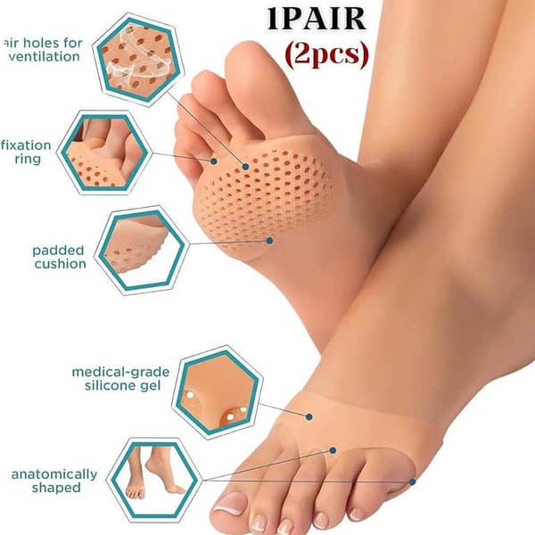 Breathable Silicone Honeycomb Heel and Toe Cushions, Anti-Crack Foot Care Socks, Unisex, 1 Pair (2PCS)