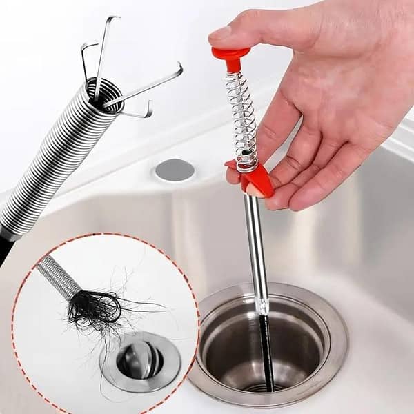 85cm Flexible Wire brush Hand Kitchen Sink Cleaning Hook Sewer Dredging Device Spring Pipe Hair Dredging Tool Metal wire brush