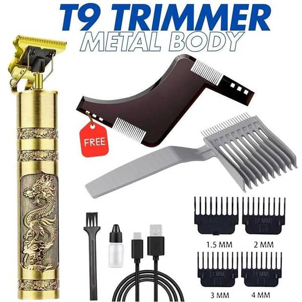 Vintage T9 Cordless Electric Hair Trimmer for Men – Clipper, Beard Shaver, and Lightweight Clip