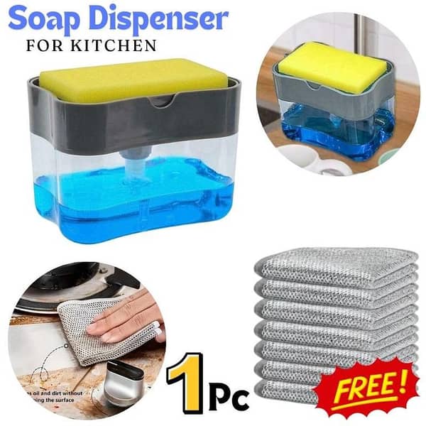 Soap Dispenser with Sponge Holder – 2-in-1 Liquid Soap Pump for Kitchen and Bathroom (380 ml)