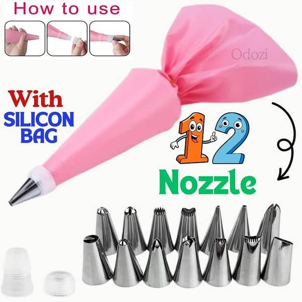Cake Decorating Tools Silicone Icing Piping Cream Pastry Bag +14PCS Stainless Steel Nozzle Pastry Tips Converter