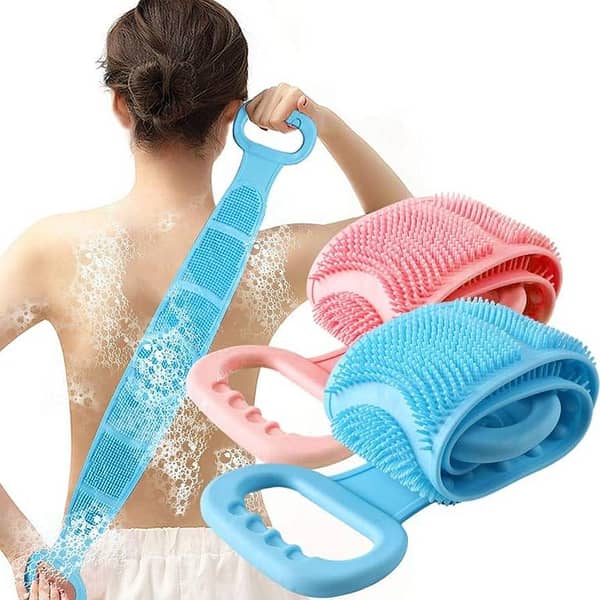 Silicone Body Wash Back Scrubber Belt – Double-Sided Back Brush for Exfoliation, Massage, and Deep Cleaning