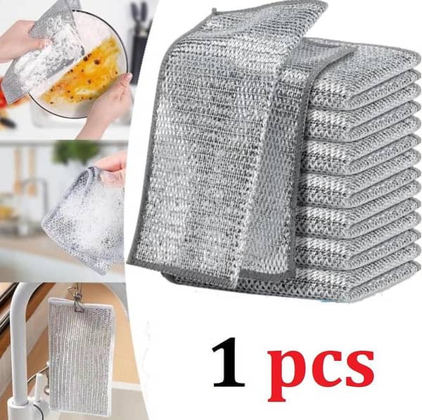 Multi-purpose Dish Rag, Stove Sink Wire Dishwashing Mesh Cloth, Steel Wire Scouring Pad, Household Cleaning Cloth,  Grid Non-stick Oil Rag, Kitchen Stove Dishwashing Pot Cleaning Tool, Kitchen Supplies