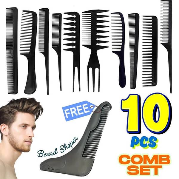 10-Piece Multi-Professional Salon Hair Comb Set with Comfortable Handles