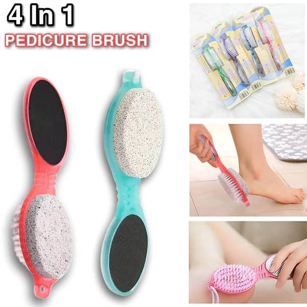 4 In 1 Pedicure Brush & Filer Foot Pumice Stone Dead Skin Remover Brush Pedicure Grinding