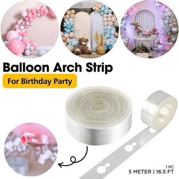 5 m Balloon Decorating Strip (16.4 ft) for Balloon Chain and Arch Strip Tape – Plastic, 220 holes