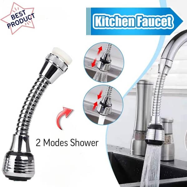Universal Turbo Flex 360° Swivel Tap Water Filter Nozzle for Kitchen and Bathroom Faucets