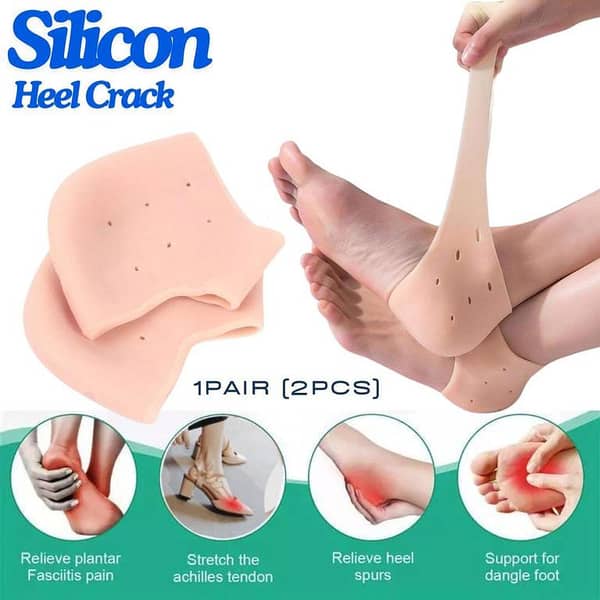 1 Pair (2PCS) Silicon Heel Socks for Pain Relief Silicone Gel Tip Toe Heel Pad Socks for Men and Women Original Gel Heel Protector Heel Guard Heel Spur Relief Pair