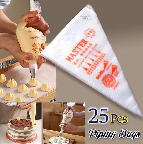 25/100Pcs Disposible Piping Icing Cream Bag plastic, Pastry Bag Cupcake Decorating Cake Bakeware Tools