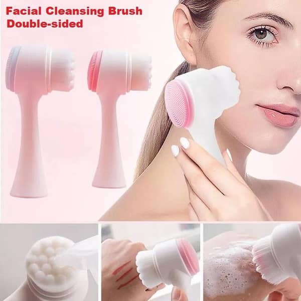 Double Side 3D Silicone Face Cleanser Facial Cleansing Brush Face Cleaning Massage Exfoliating Blackhead Facial Massage Washing Skin Care Tool