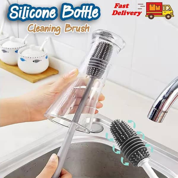 Silicone Bottle Cleaning Brush with Long Handler Kitchen Cleaning Tool For Baby Feeder Bottle Wash, Baby Feeder cleaning brush,  Kitchen Household Cleaning Brushes, Bottle Cleaning Brush