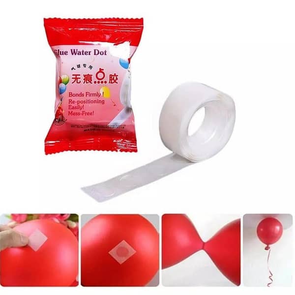 Balloon Tape with 100 Dots: Removable Adhesive Foil Balloons Dots for DIY Photo Decor, Wedding, Birthday, Party