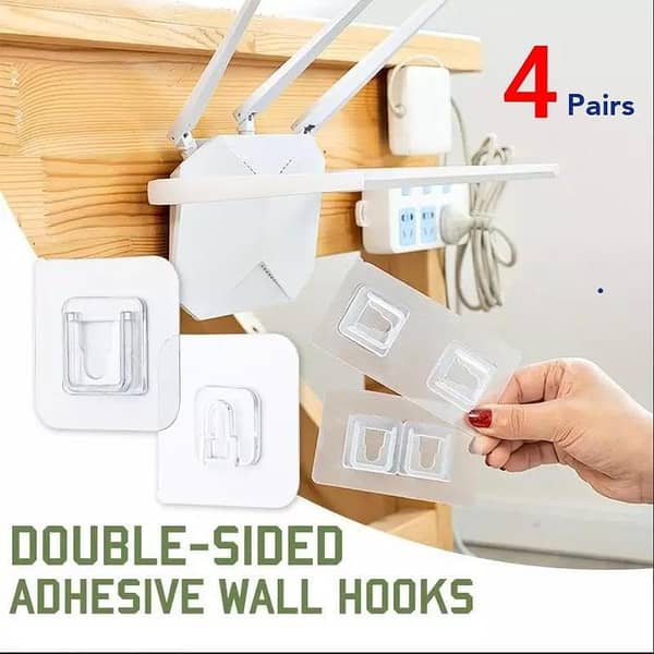 10 Pair Double-Sided Adhesive Wall Hooks with Suction Cup for Kitchen and Bathroom