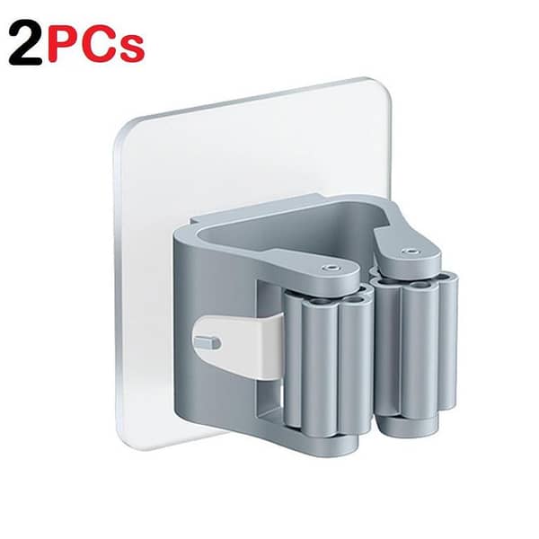 Wall Mounted Mop Organizer Holder: Waterproof Broom Hanger with Suction Hooks and Clip Rack
