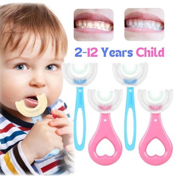 Baby Toothbrush Children's Teeth Cleaning Brush Kids U-Shaped Toothbrush For Children Mouth Oral Cleaning Brush 360 Degrees U Shaped Tooth Dental Training Toothbrushes Oral Care Portable Mouth-Cleaning Manual With Handle Daily Children's Cleaning Food
