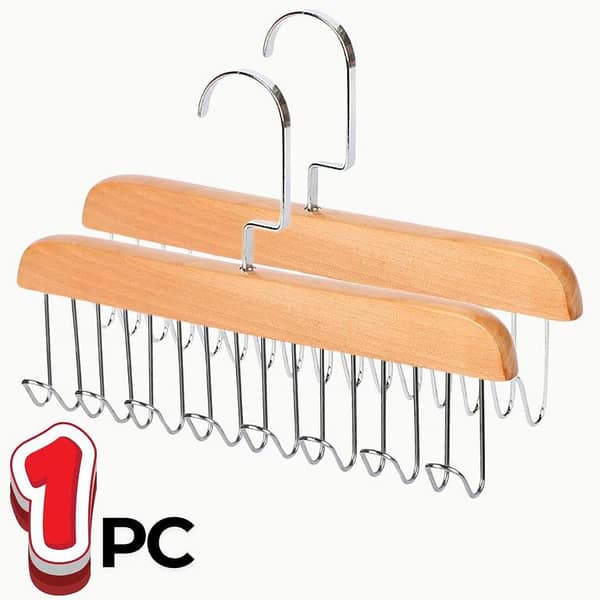 Multifunctional Non-Slip Storage Hangers with 8 Hooks 360 Degree Swivel Wooden Belt Hanger for Ties, Scarves,Clothes  Drying Hangers Wardrobe Organizer Accessories